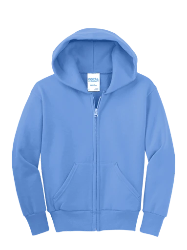 Port & Co Youth Core Fleece Full-Zip Hooded Sweatshirt